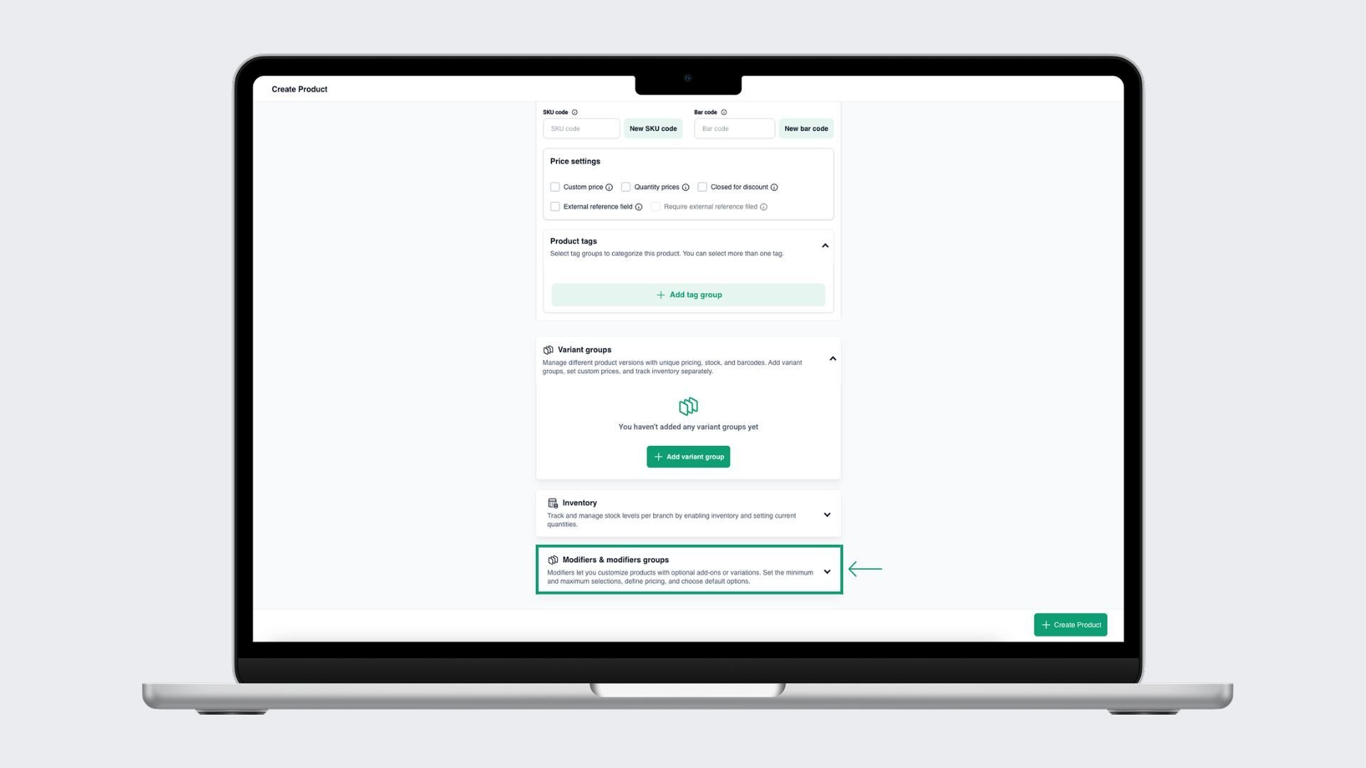 How to create a product