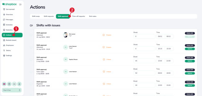 Godkendelse af vagter