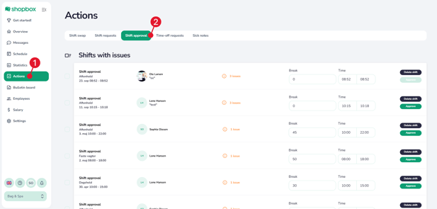 Godkendelse af vagter