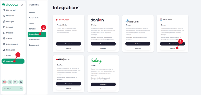 Integrations - zenegy